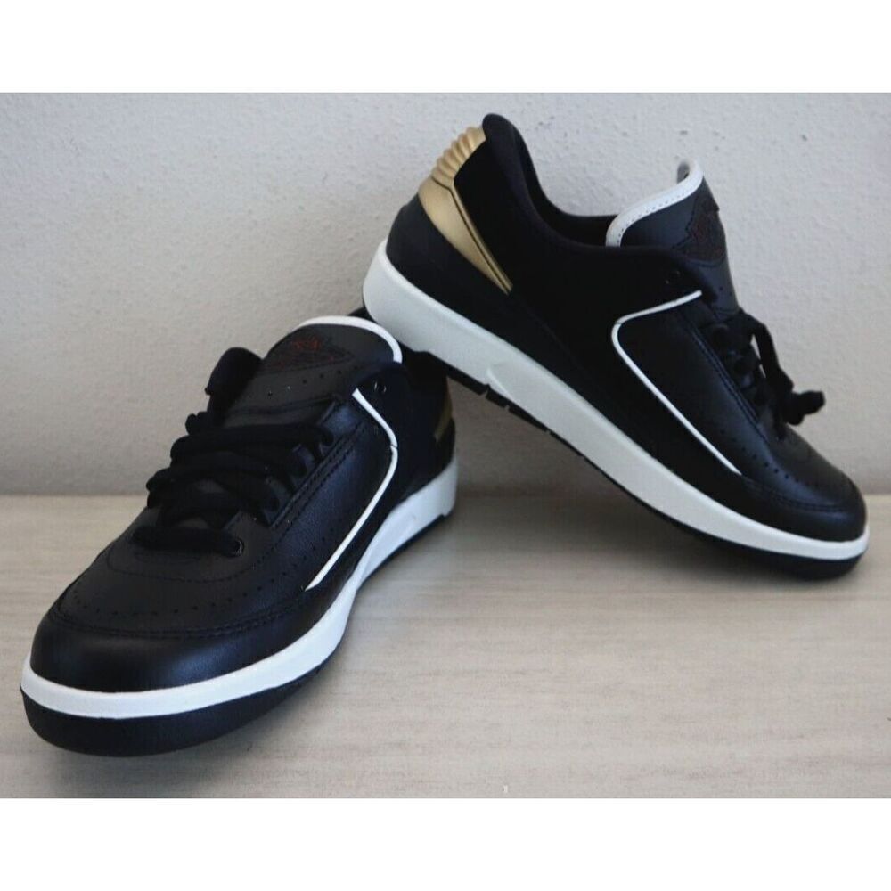 Jordan DX4401-001 Women's Sz 8 Black Metallic Gold Jordan 2 Retro Low Shoes